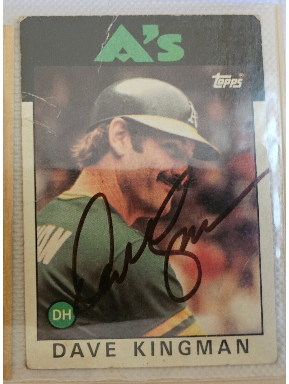 DAVE KINGMAN hand Signed 1986 Topps Card autograph Oakland A's